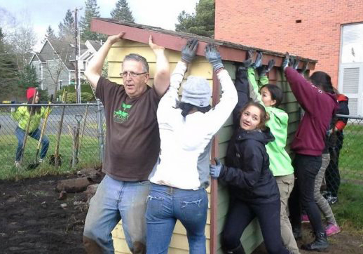 Volunteers at garden